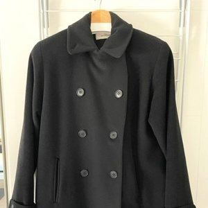 Women's Calvin Klein Double-Breasted Merino Wool Pea Coat - Size 4